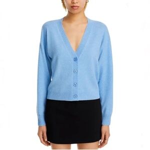 AQUA Cashmere V-Neck Cardigan – Heather Blue (XL) – NWT